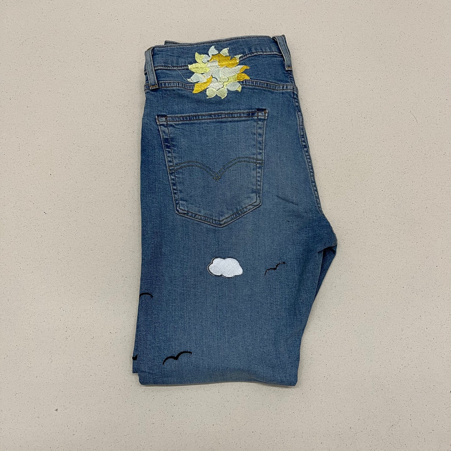 Embroidered Sunny day Jeans