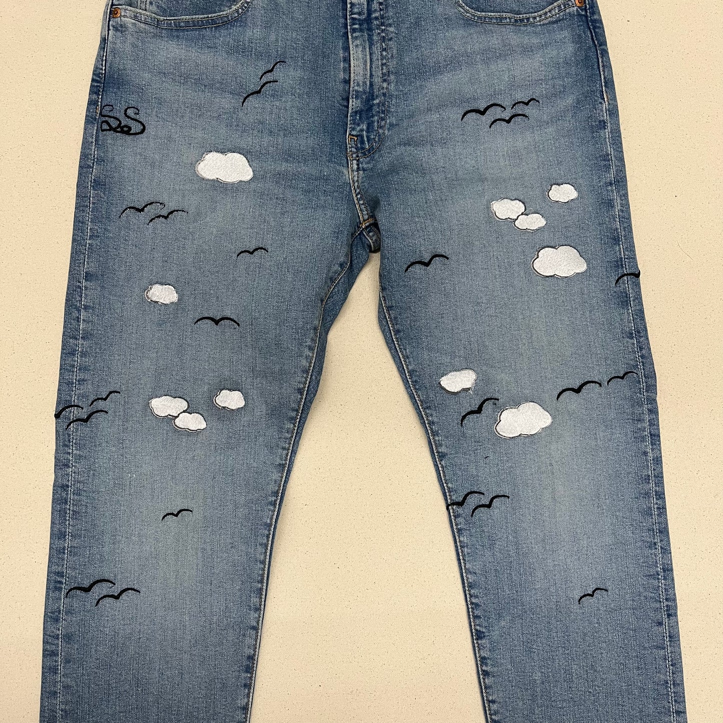 Embroidered Sunny day Jeans